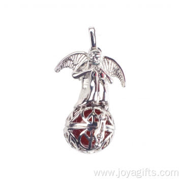 New Women Silver Plated Angel Wing Carnelian Stone Chain Pendant Necklace